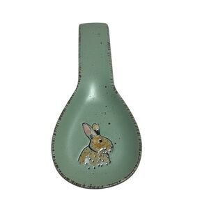 Bunny Spoon Rest green brown ceramic